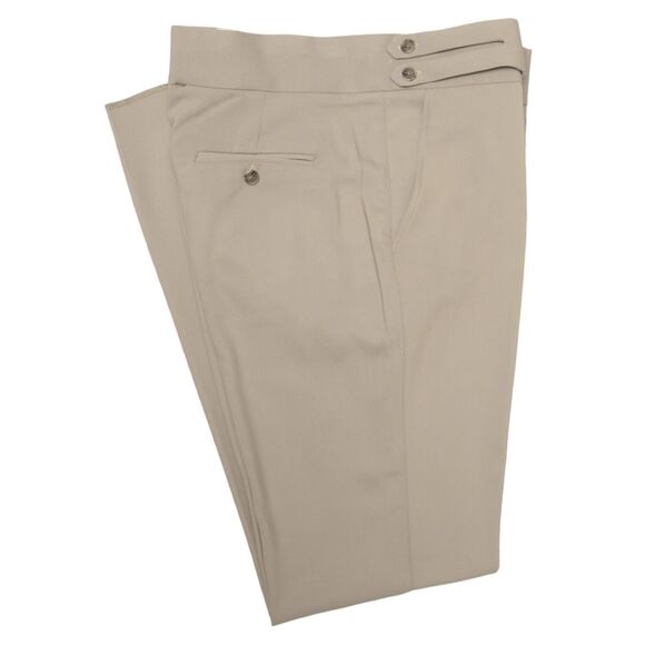 Mens Gurkha Pants Beige Polyester Blend Slim Straight Flat Front Trousers 38